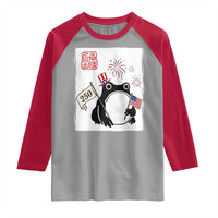 Funny Patriotic Grumpy Frog 250th Anniversary USA Raglan Shirt