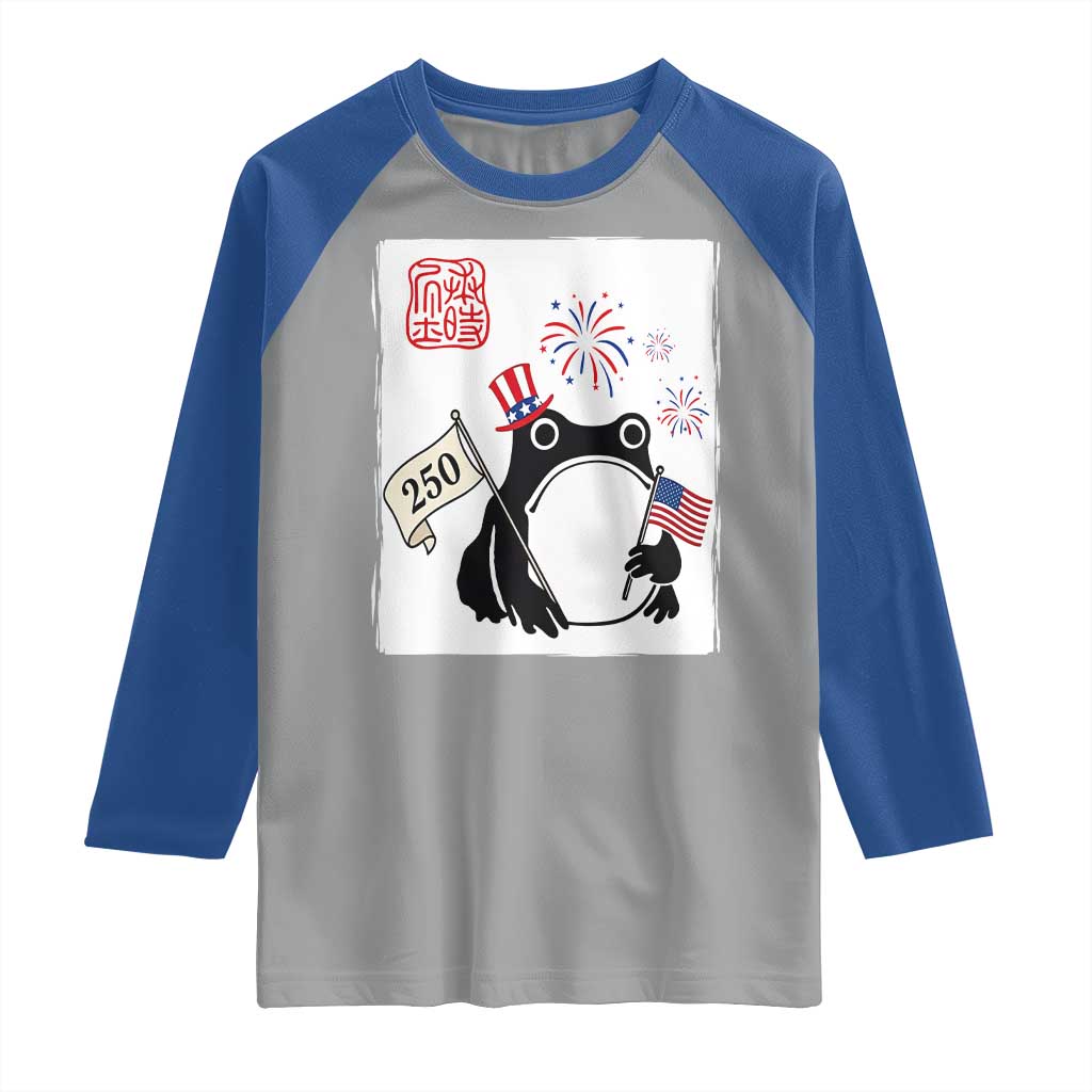 Funny Patriotic Grumpy Frog 250th Anniversary USA Raglan Shirt
