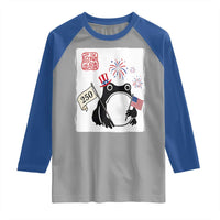Funny Patriotic Grumpy Frog 250th Anniversary USA Raglan Shirt