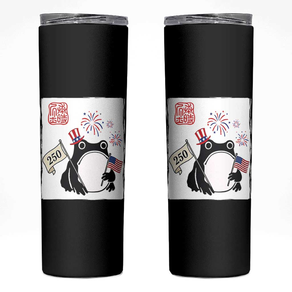 Funny Patriotic Grumpy Frog 250th Anniversary USA Skinny Tumbler