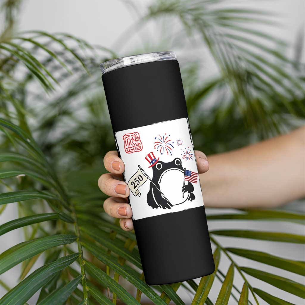 Funny Patriotic Grumpy Frog 250th Anniversary USA Skinny Tumbler