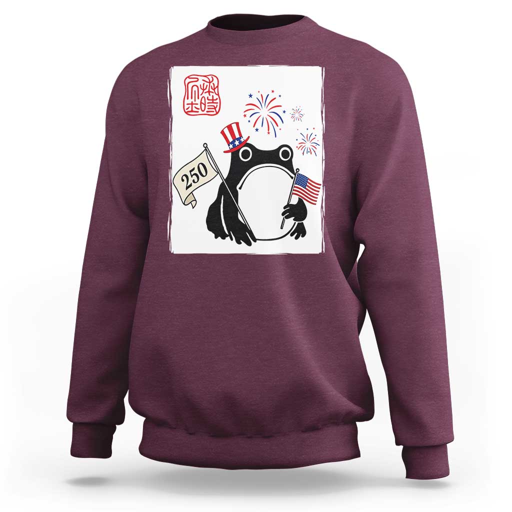 Funny Patriotic Grumpy Frog 250th Anniversary USA Sweatshirt