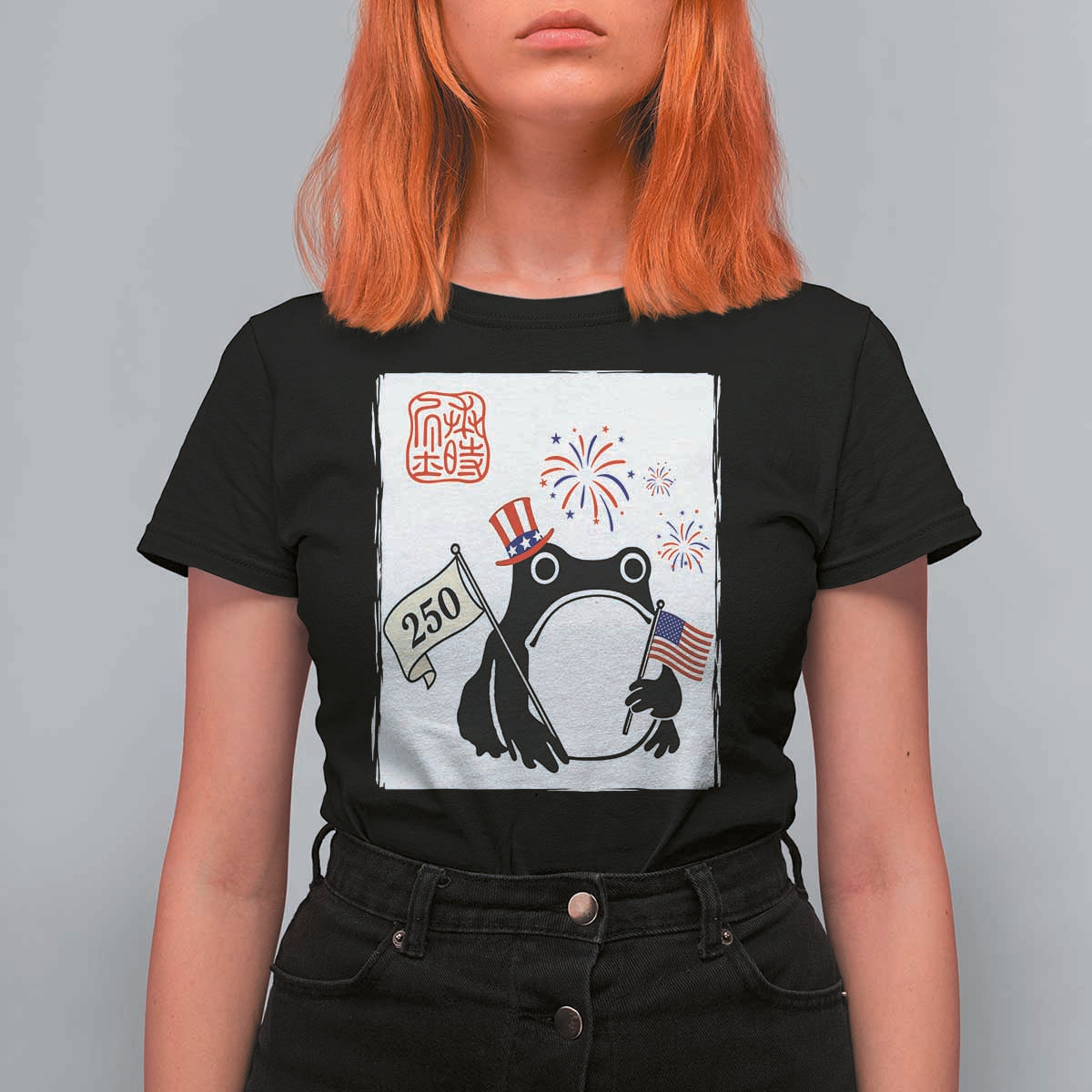 Funny Patriotic Grumpy Frog 250th Anniversary USA T Shirt For Women