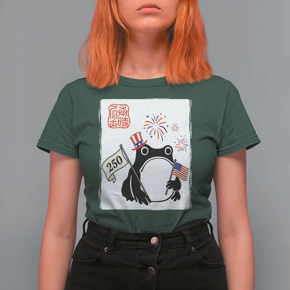 Funny Patriotic Grumpy Frog 250th Anniversary USA T Shirt For Women