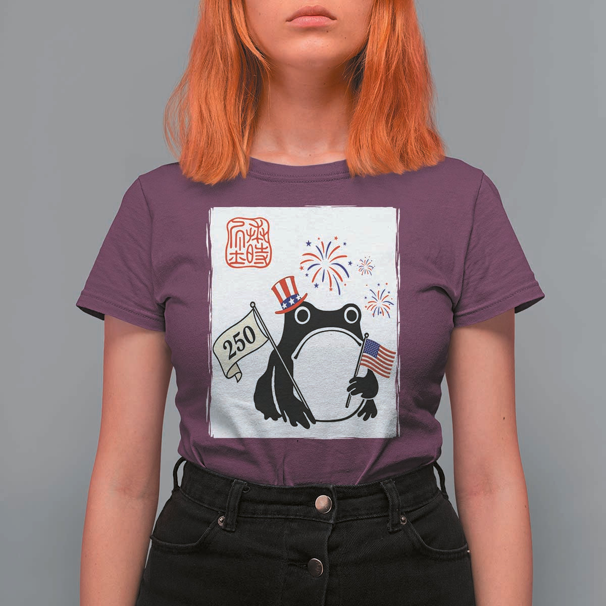 Funny Patriotic Grumpy Frog 250th Anniversary USA T Shirt For Women