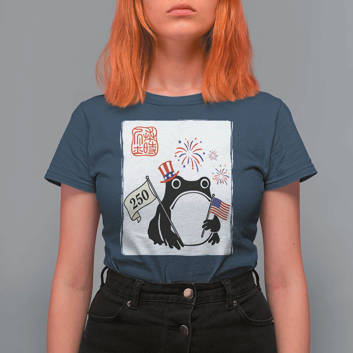 Funny Patriotic Grumpy Frog 250th Anniversary USA T Shirt For Women