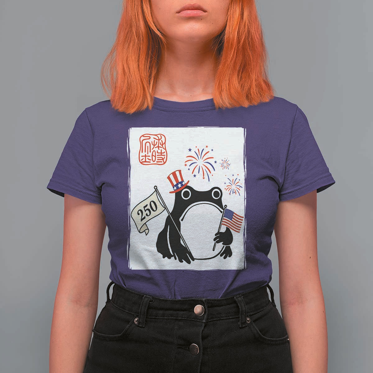 Funny Patriotic Grumpy Frog 250th Anniversary USA T Shirt For Women