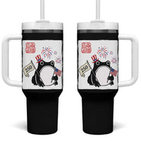 Funny Patriotic Grumpy Frog 250th Anniversary USA Tumbler With Handle