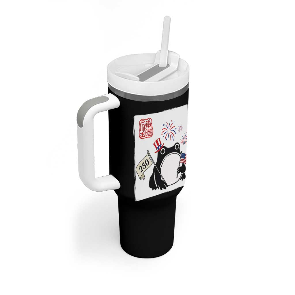 Funny Patriotic Grumpy Frog 250th Anniversary USA Tumbler With Handle