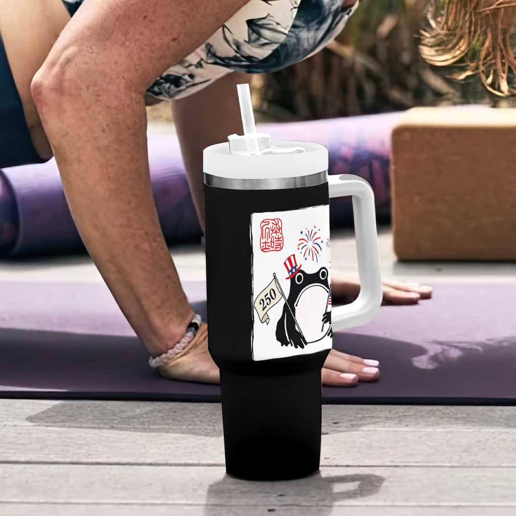 Funny Patriotic Grumpy Frog 250th Anniversary USA Tumbler With Handle