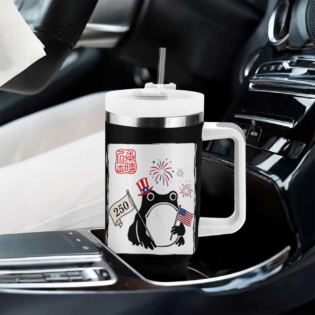Funny Patriotic Grumpy Frog 250th Anniversary USA Tumbler With Handle