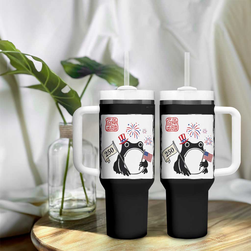 Funny Patriotic Grumpy Frog 250th Anniversary USA Tumbler With Handle