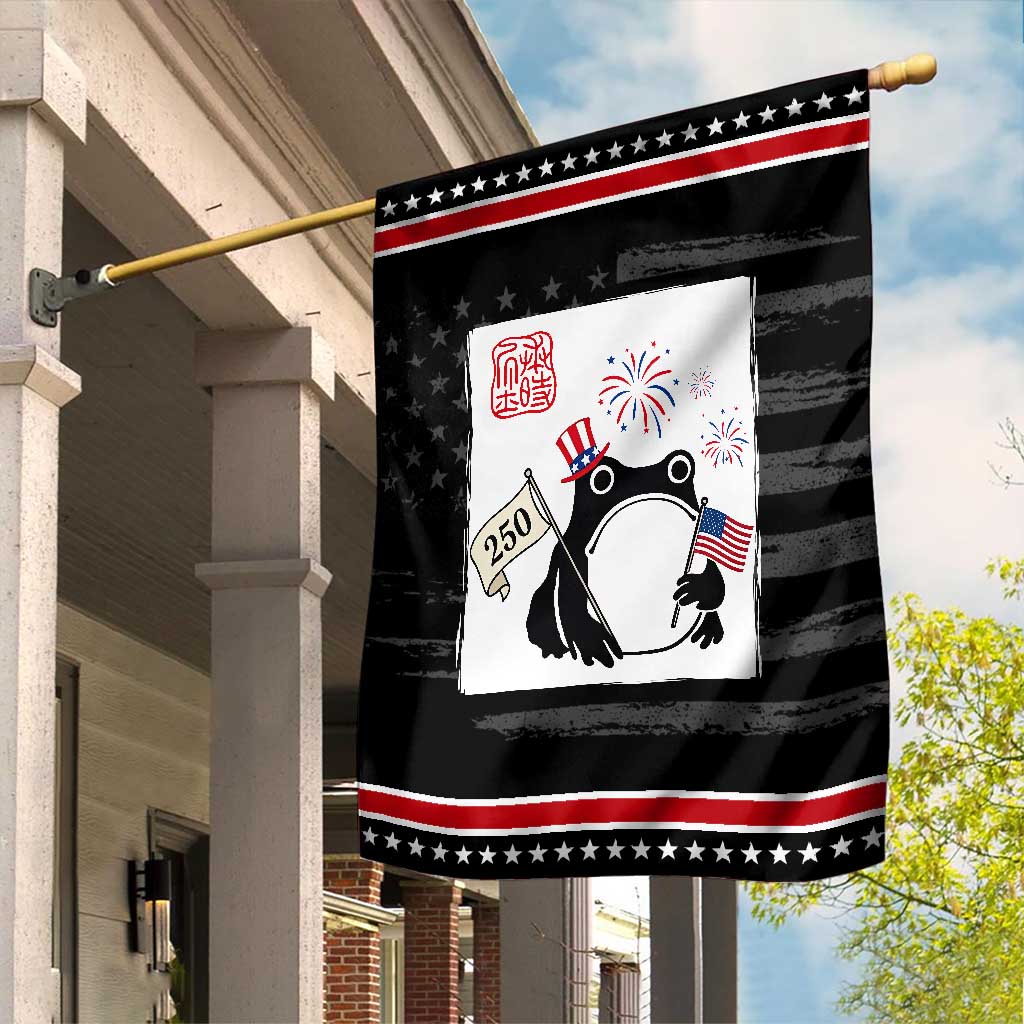 Funny Patriotic Grumpy Frog 250th Anniversary USA Garden Flag