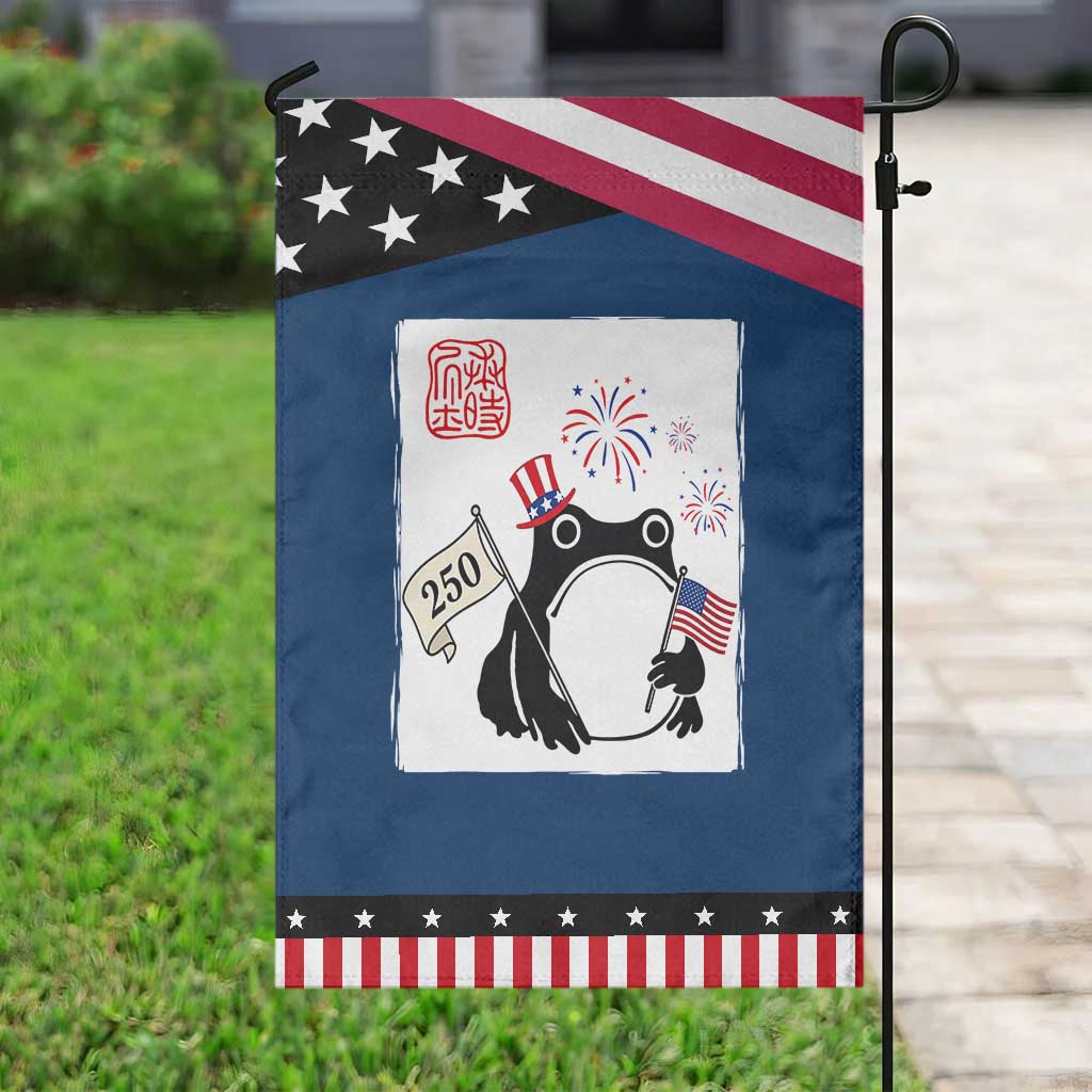 Funny Patriotic Grumpy Frog 250th Anniversary USA Garden Flag