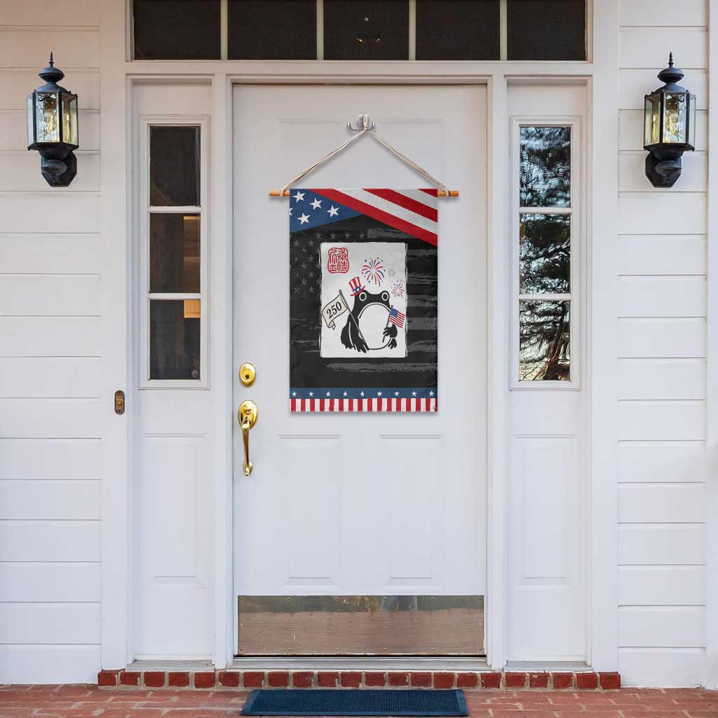 Funny Patriotic Grumpy Frog 250th Anniversary USA Garden Flag