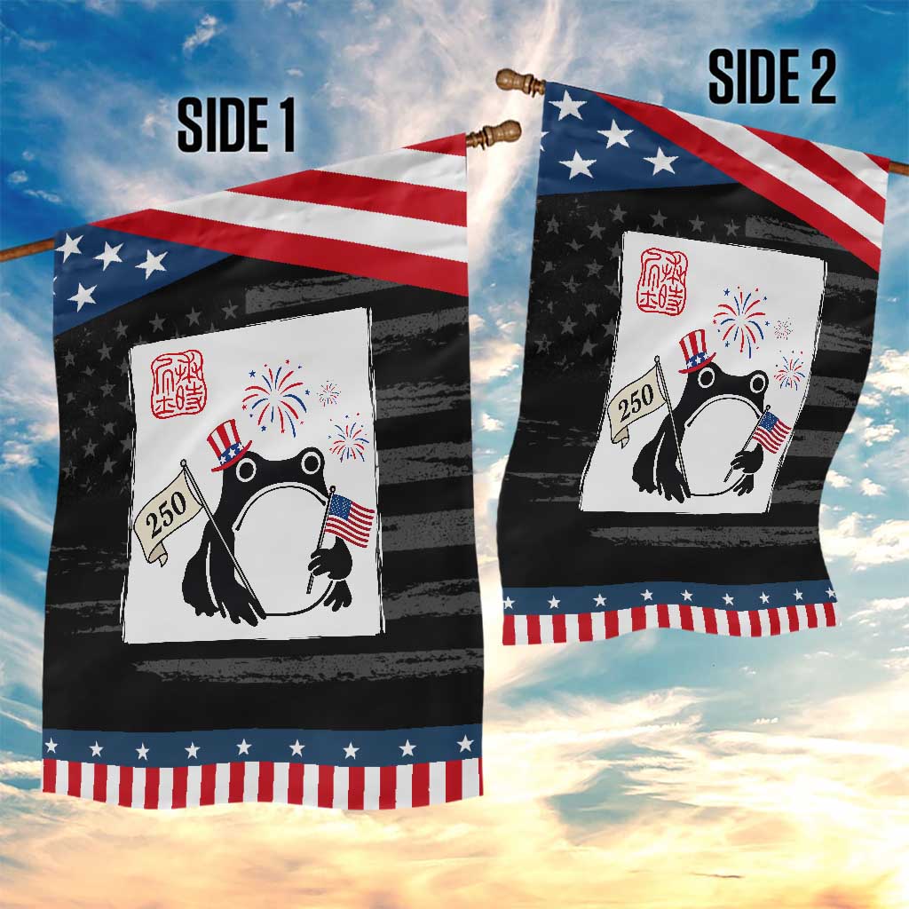 Funny Patriotic Grumpy Frog 250th Anniversary USA Garden Flag