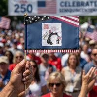 Funny Patriotic Grumpy Frog 250th Anniversary USA Patriotic Handheld Flag