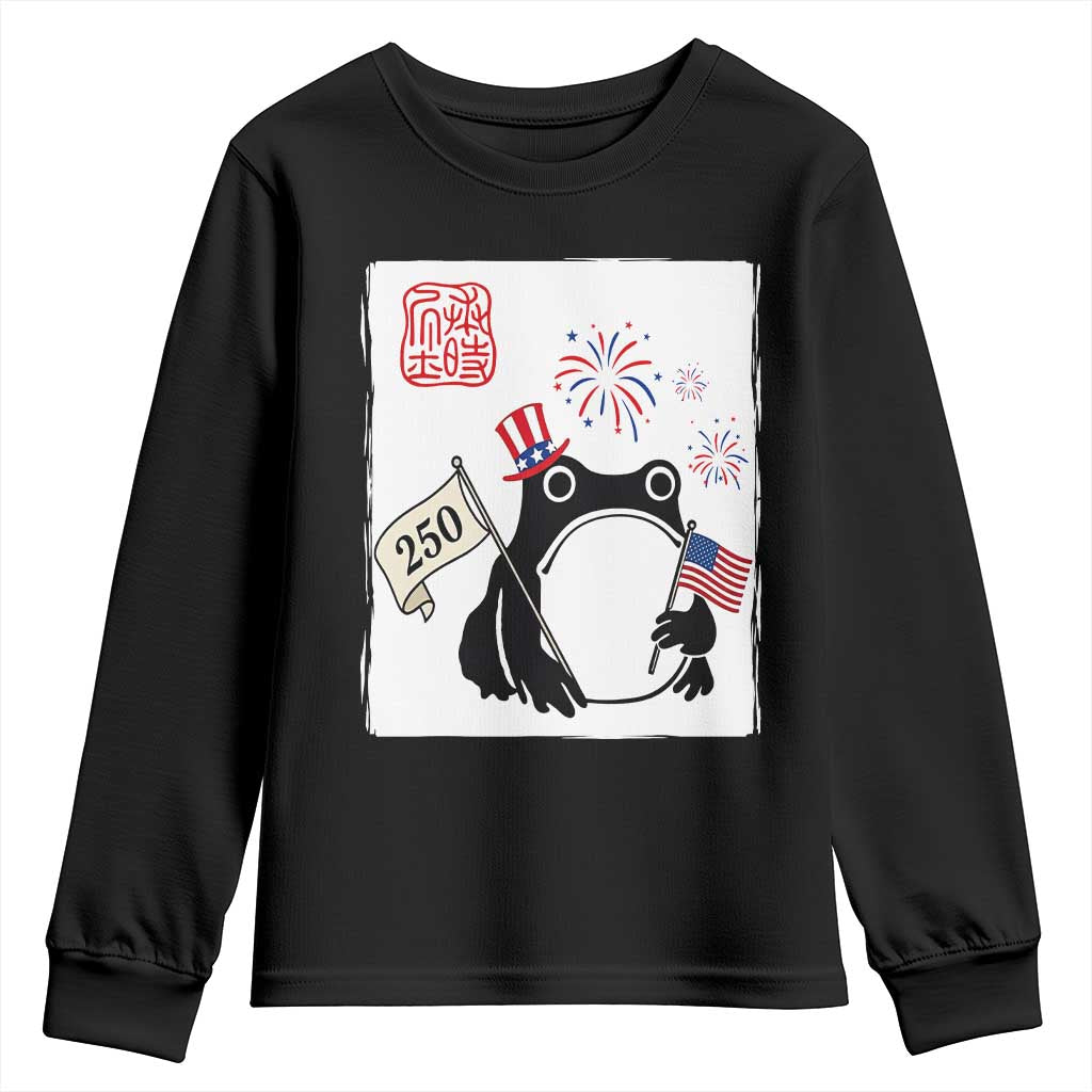 Funny Patriotic Grumpy Frog 250th Anniversary USA Youth Sweatshirt