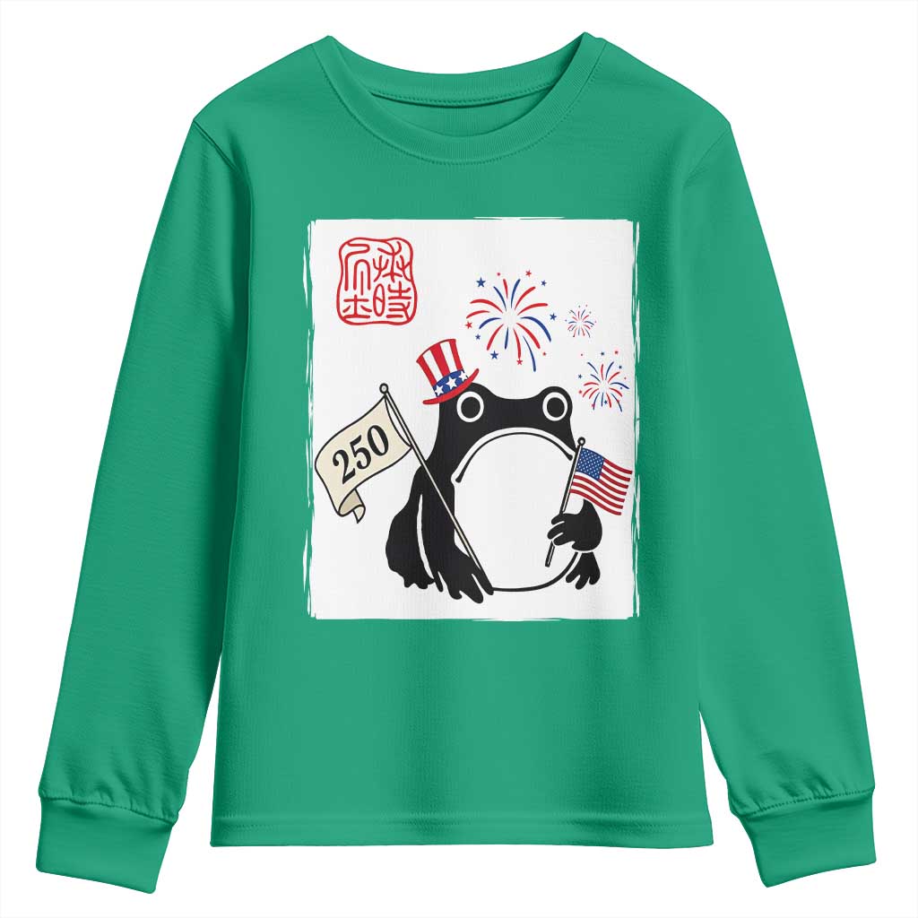 Funny Patriotic Grumpy Frog 250th Anniversary USA Youth Sweatshirt