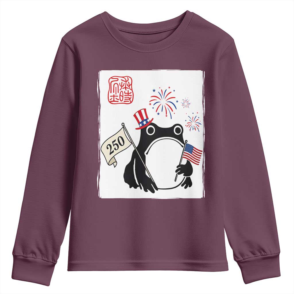 Funny Patriotic Grumpy Frog 250th Anniversary USA Youth Sweatshirt