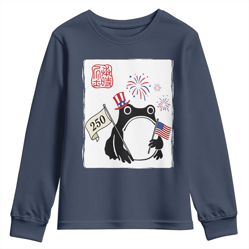 Funny Patriotic Grumpy Frog 250th Anniversary USA Youth Sweatshirt