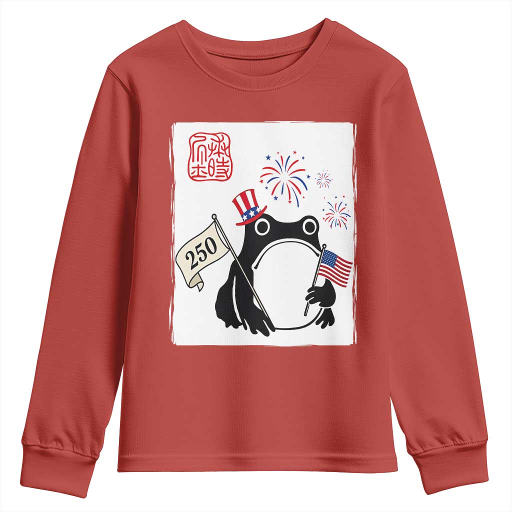 Funny Patriotic Grumpy Frog 250th Anniversary USA Youth Sweatshirt