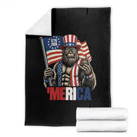 Funny Patriotic Bigfoot Merica Rock Throw Blanket USA 250th Anniversary