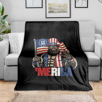 Funny Patriotic Bigfoot Merica Rock Throw Blanket USA 250th Anniversary