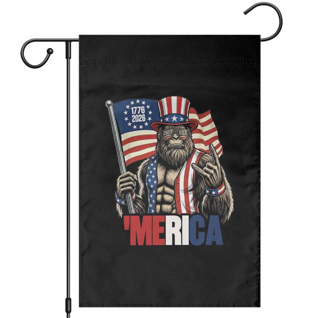 Funny Patriotic Bigfoot Merica Rock Garden Flag USA 250th Anniversary