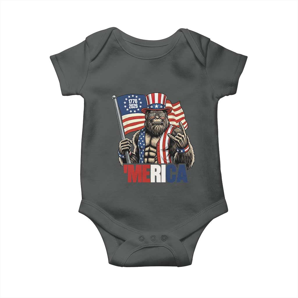 Funny Patriotic Bigfoot Merica Rock Baby Onesie USA 250th Anniversary