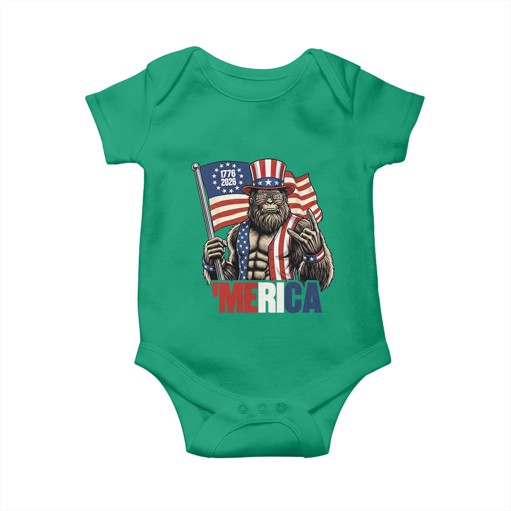 Funny Patriotic Bigfoot Merica Rock Baby Onesie USA 250th Anniversary