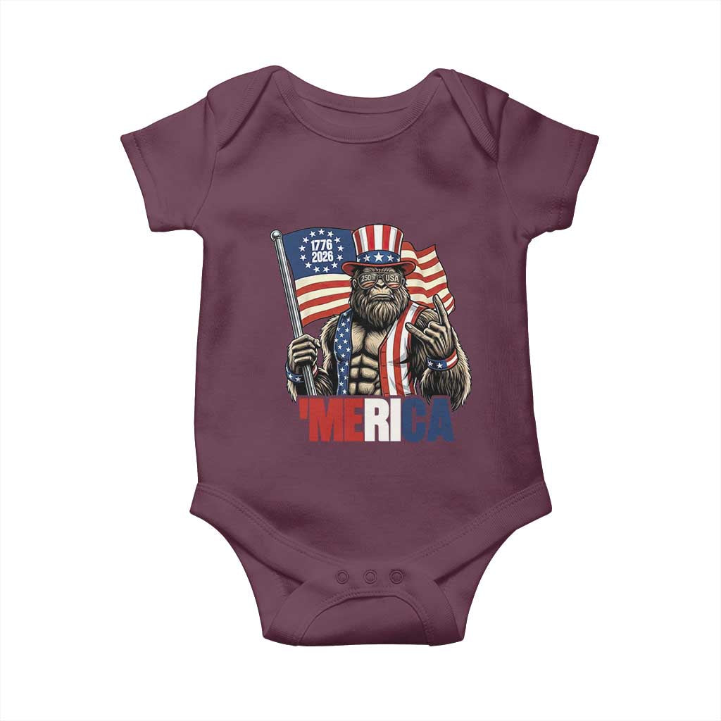 Funny Patriotic Bigfoot Merica Rock Baby Onesie USA 250th Anniversary