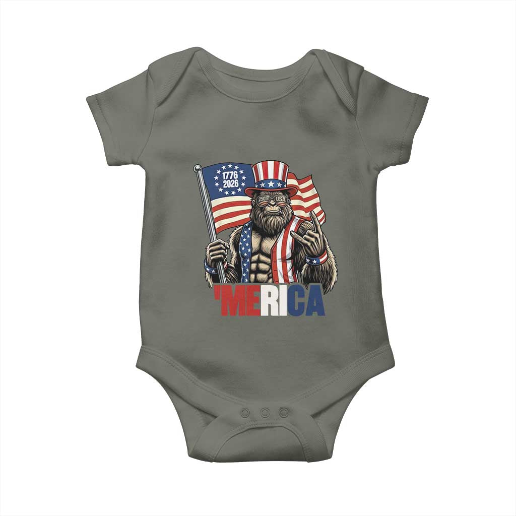 Funny Patriotic Bigfoot Merica Rock Baby Onesie USA 250th Anniversary