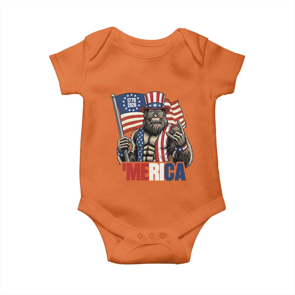 Funny Patriotic Bigfoot Merica Rock Baby Onesie USA 250th Anniversary