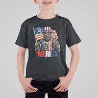 Funny Patriotic Bigfoot Merica Rock T Shirt For Kid USA 250th Anniversary