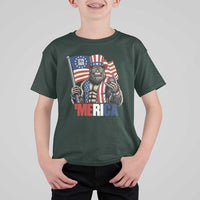 Funny Patriotic Bigfoot Merica Rock T Shirt For Kid USA 250th Anniversary