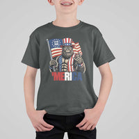 Funny Patriotic Bigfoot Merica Rock T Shirt For Kid USA 250th Anniversary