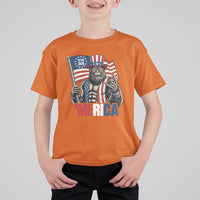 Funny Patriotic Bigfoot Merica Rock T Shirt For Kid USA 250th Anniversary