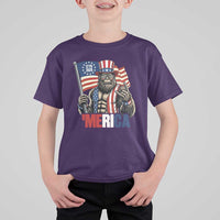Funny Patriotic Bigfoot Merica Rock T Shirt For Kid USA 250th Anniversary