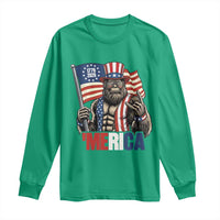 Funny Patriotic Bigfoot Merica Rock Long Sleeve Shirt USA 250th Anniversary