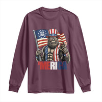 Funny Patriotic Bigfoot Merica Rock Long Sleeve Shirt USA 250th Anniversary