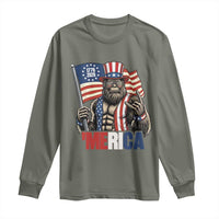 Funny Patriotic Bigfoot Merica Rock Long Sleeve Shirt USA 250th Anniversary