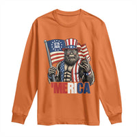 Funny Patriotic Bigfoot Merica Rock Long Sleeve Shirt USA 250th Anniversary