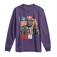 Funny Patriotic Bigfoot Merica Rock Long Sleeve Shirt USA 250th Anniversary