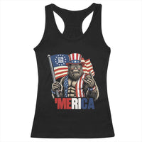 Funny Patriotic Bigfoot Merica Rock Racerback Tank Top USA 250th Anniversary