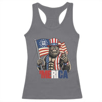 Funny Patriotic Bigfoot Merica Rock Racerback Tank Top USA 250th Anniversary