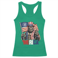 Funny Patriotic Bigfoot Merica Rock Racerback Tank Top USA 250th Anniversary