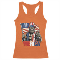 Funny Patriotic Bigfoot Merica Rock Racerback Tank Top USA 250th Anniversary