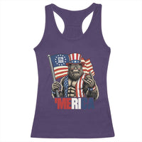 Funny Patriotic Bigfoot Merica Rock Racerback Tank Top USA 250th Anniversary