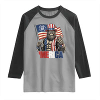 Funny Patriotic Bigfoot Merica Rock Raglan Shirt USA 250th Anniversary